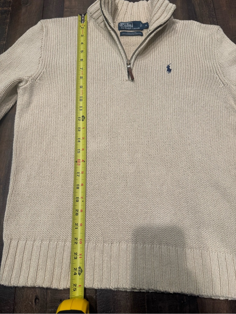Polo by Ralph Lauren Men’s Cream Zip-Neck Sweater with Navy Pony - Picture 9 of 10